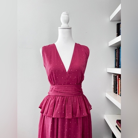 LDT Pink Chiffon Peplum Gown Size 6 - Picture 4 of 14